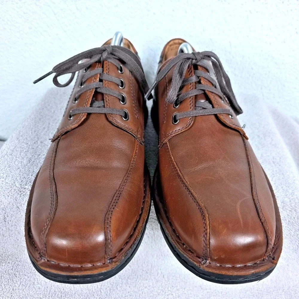 Clarks Men's Brown Leather Lace Up Oxford Bicycle Toe Dress Shoes 78866 Size 10M